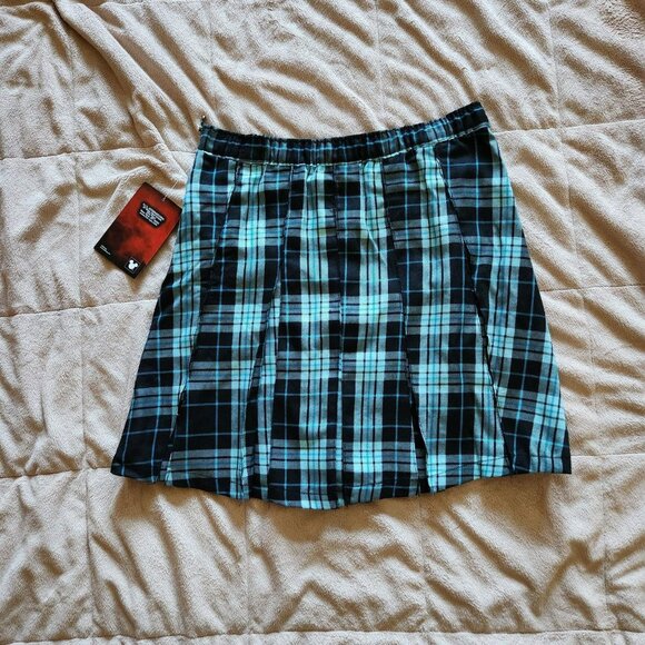 Disney Blue Plaid Pleated Mini Skirt Sz L Girls Preppy Descendants Movie NWT - Picture 4 of 8
